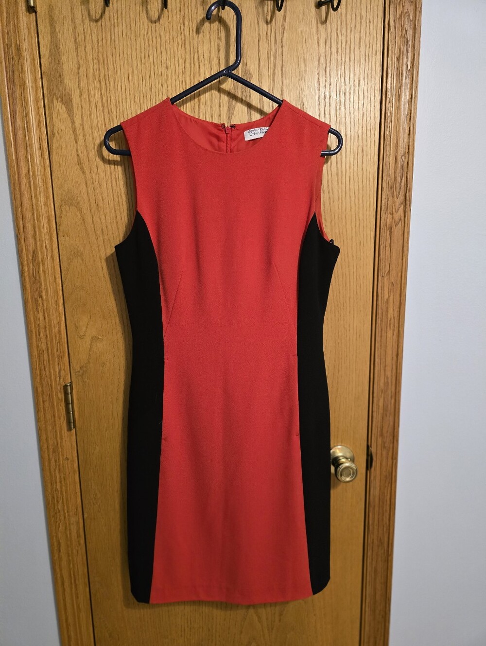 Calvin Klein Red and Black Sleeveless Sheath Dress - Women's NWT
